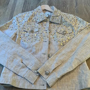 Just B Linen Sequined Jacket,Size M